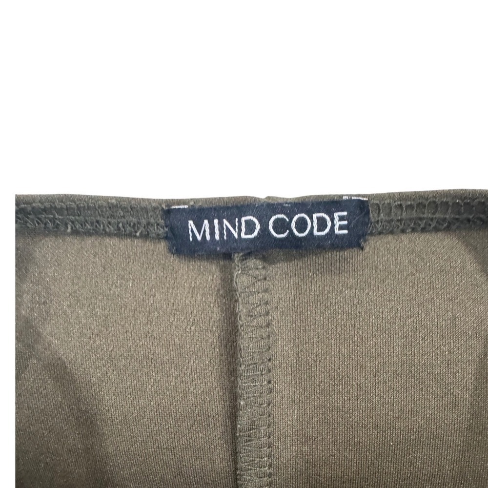Mind Code Wrap Dress Womens S Olive Green Excellent Ruched Asymmetrical Mini - Picture 7 of 8